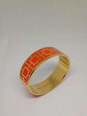 Halcyon Days Maya Gold & Orange Geometric Enamel Bangle
